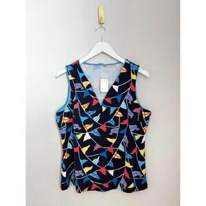 J.Mclaughlin Women’s Catalina Cloth Mini Luxor’s Flag Printed Tank NEW Sz‎ L